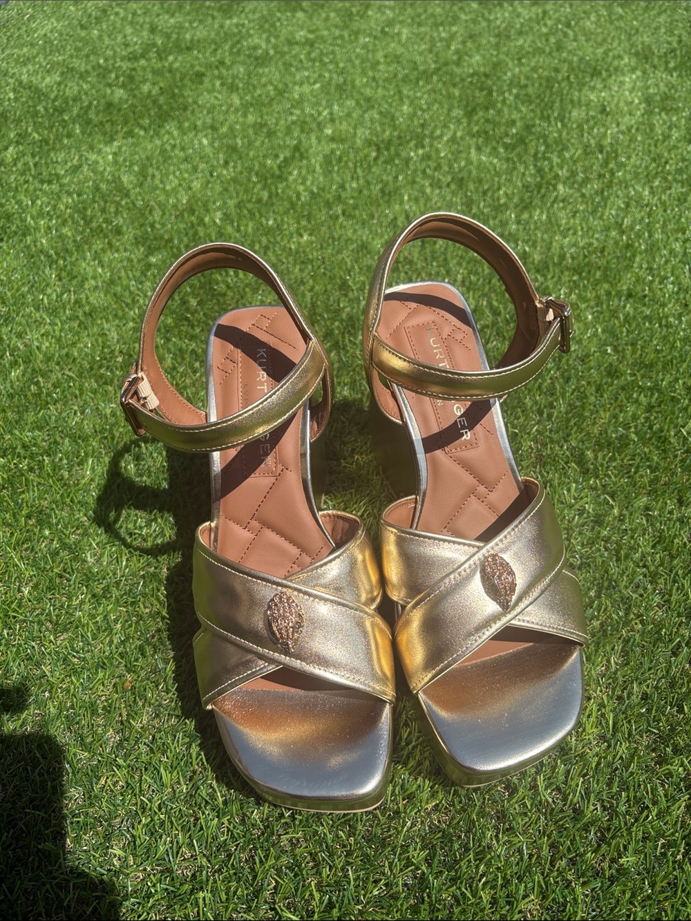 Kurt Geiger Metallic Gold Ankle-Strap Heels